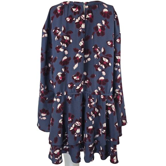 Lane Bryant Blue Maroon White Floral Peplum Women's Blouse 28 - Picture 3 of 5